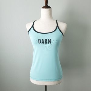 Champion Turquoise Racerback Tank With Gray Trim & Built In Bra, Size Small